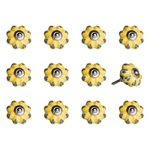 Ceramic Knob Metal Yellow And Green 12 Pack- 1.5
