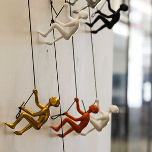 6" Gold Unique Climbing Man Wall Art