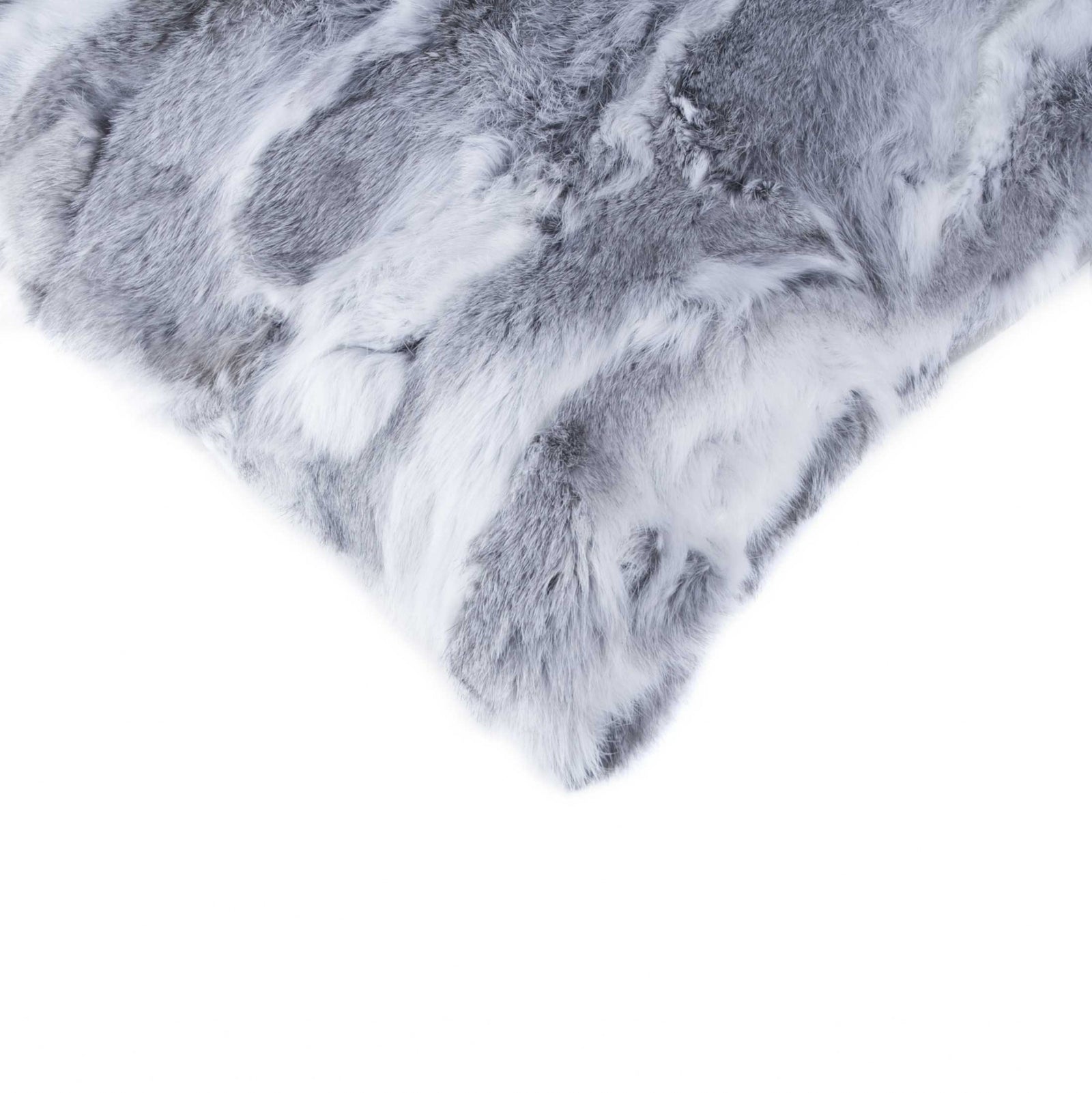 5" X 18" X 18" 100% Natural Rabbit Fur Grey Pillow