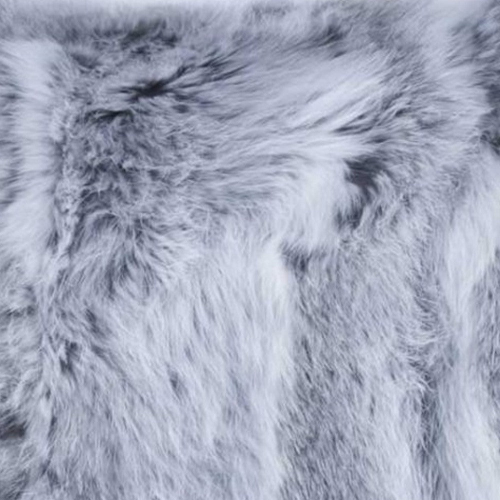 5" X 18" X 18" 100% Natural Rabbit Fur Grey Pillow