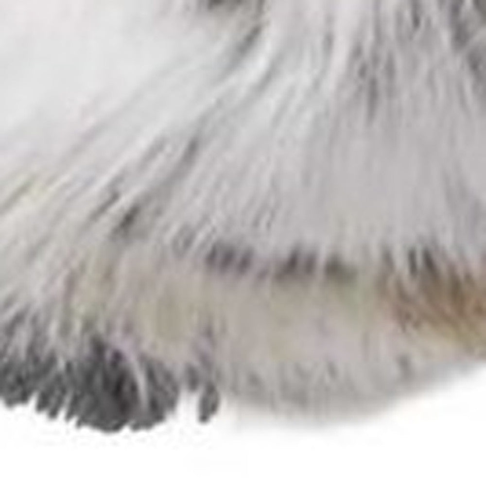 5" X 12" X 20" 100% Natural Rabbit Fur Tan And White Pillow