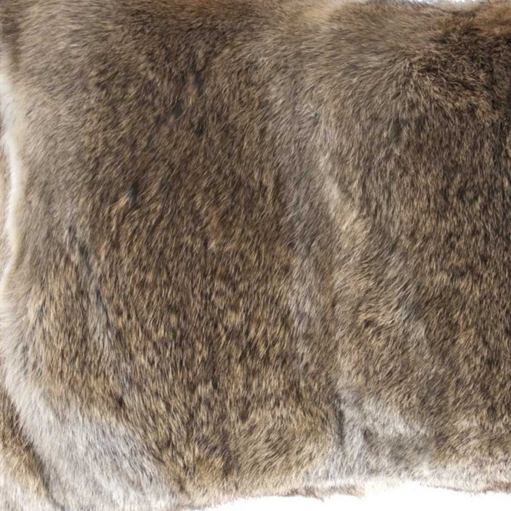 5" X 12" X 20" 100% Natural Rabbit Fur Hazelnut Pillow