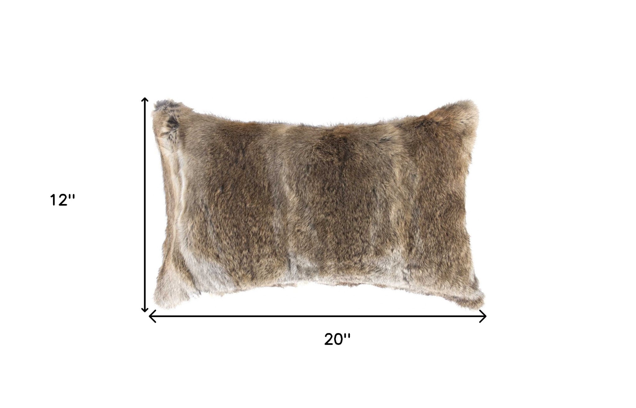 5" X 12" X 20" 100% Natural Rabbit Fur Hazelnut Pillow