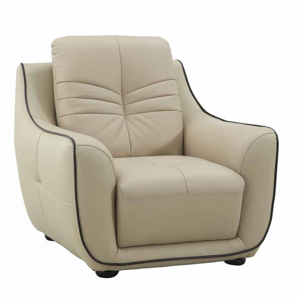 36" Beige Elegant Faux Leather Chair