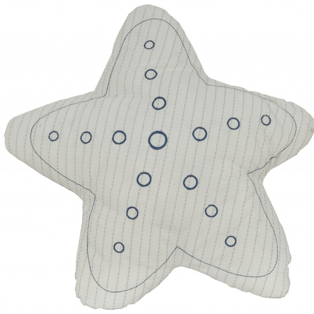 White With Blue 3D Shape Star Pillow