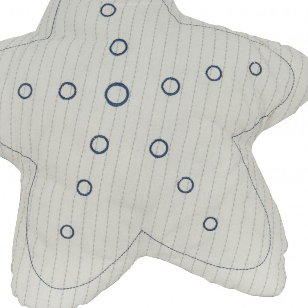 White With Blue 3D Shape Star Pillow