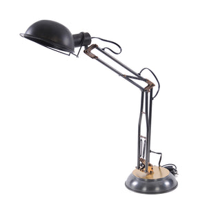 33" Black Metal Desk Table Lamp With Black Bowl Shade