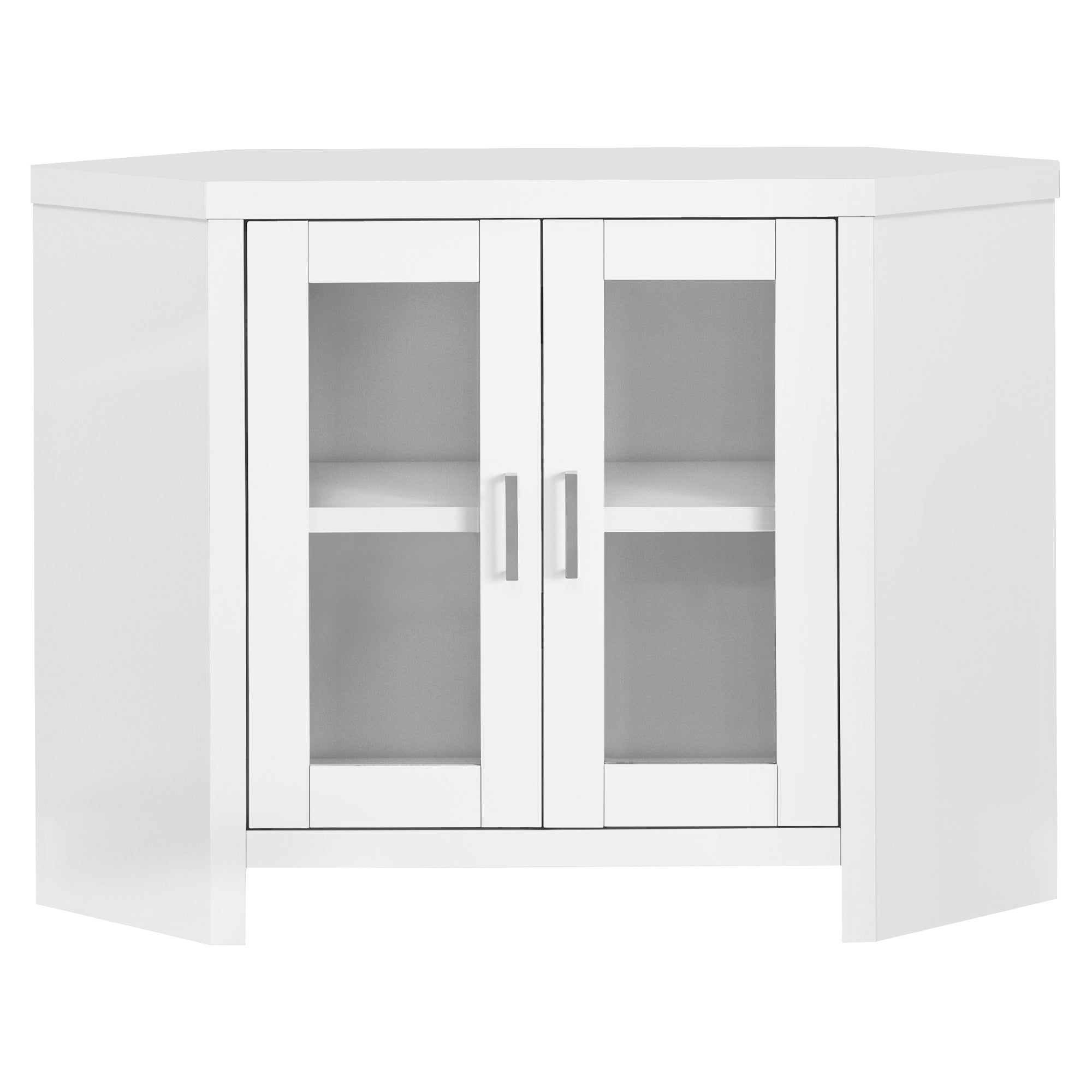 White Corner Tv Stand With Glass Doors
