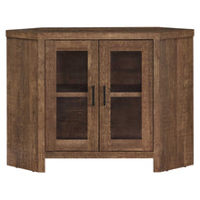 Reclaimed Wood Natural Finish Corner Tv Stand With Glass Doors