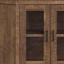 Reclaimed Wood Natural Finish Corner Tv Stand With Glass Doors