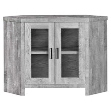 Reclaimed Wood Gray Finish Corner Tv Stand With Glass Doors