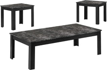 Black Grey Marble-Look Top Table Set - 3Pcs Set