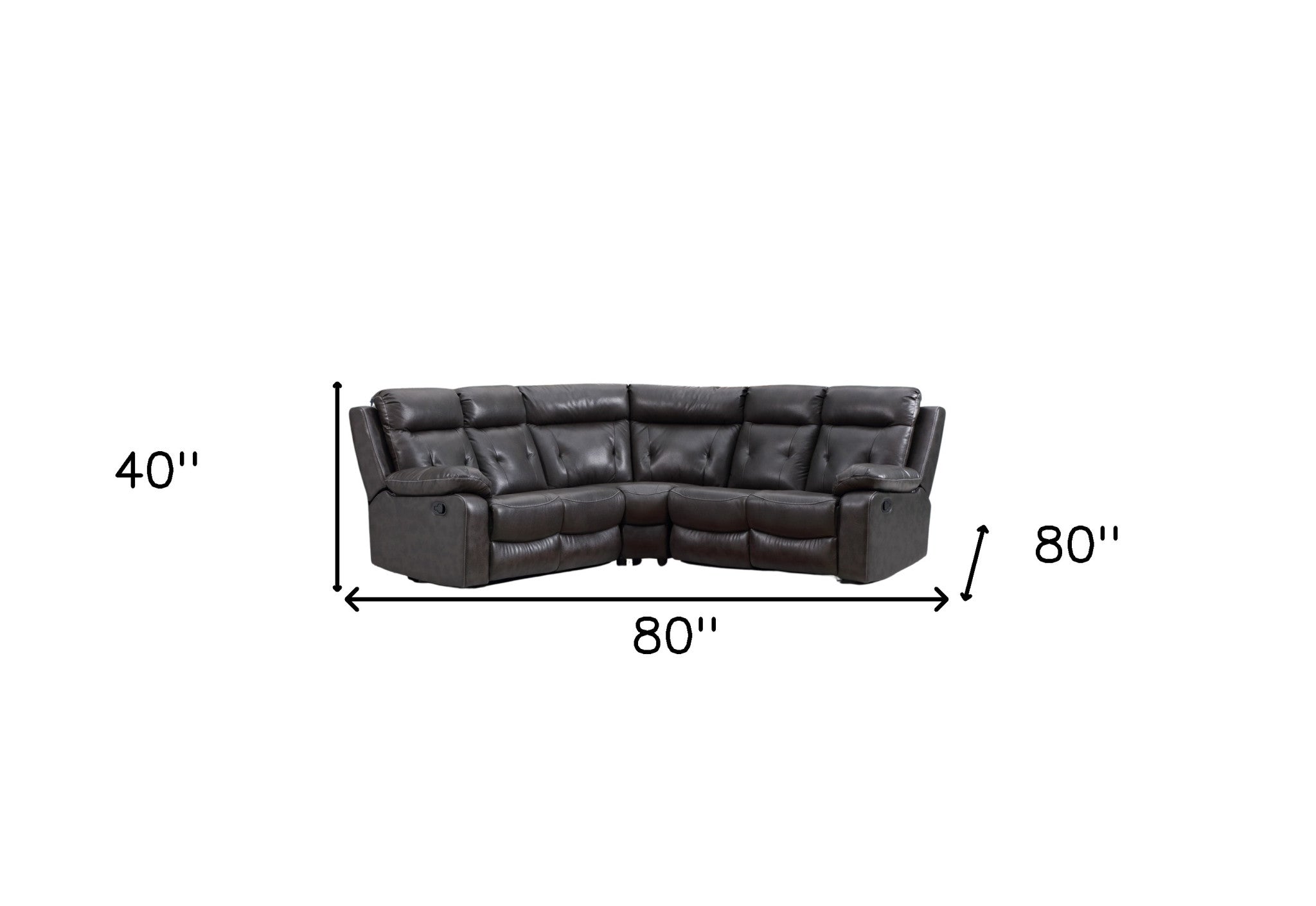 80" X 80" X 40" Dark Gray  Sectional