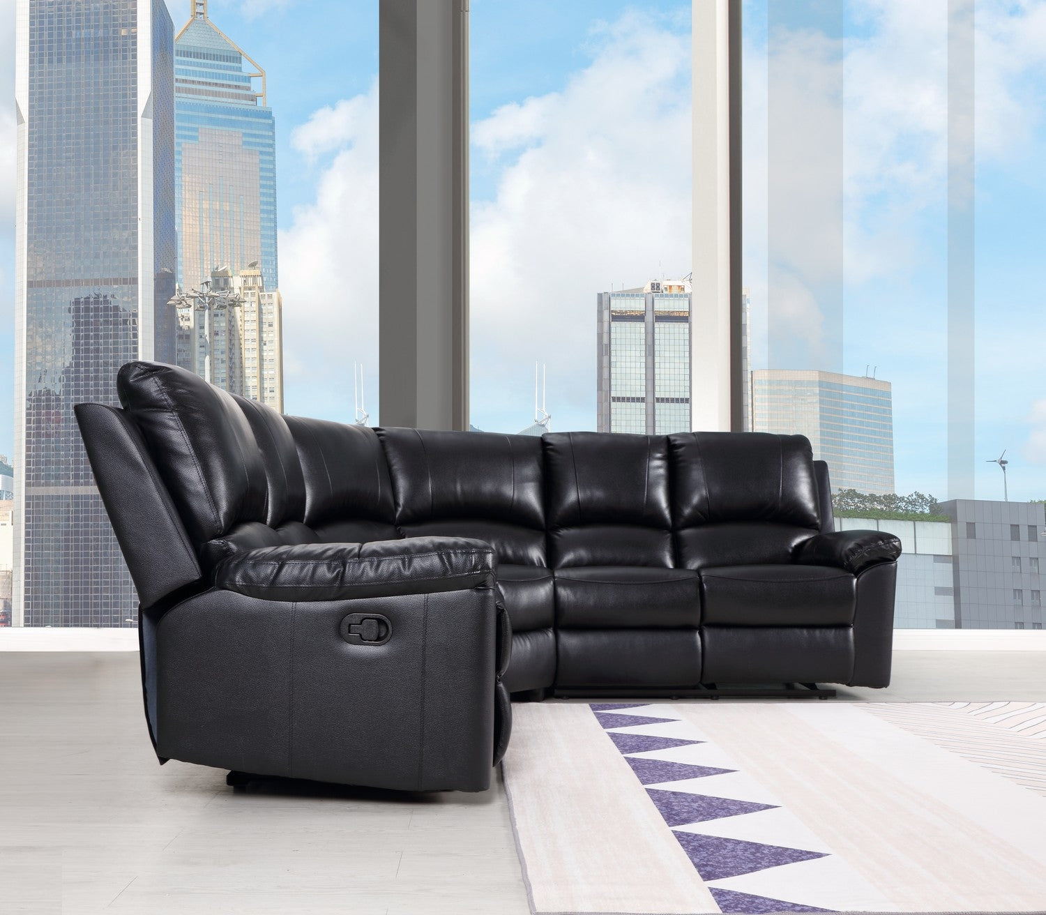 80" X 80" X 39" Black  Sectional