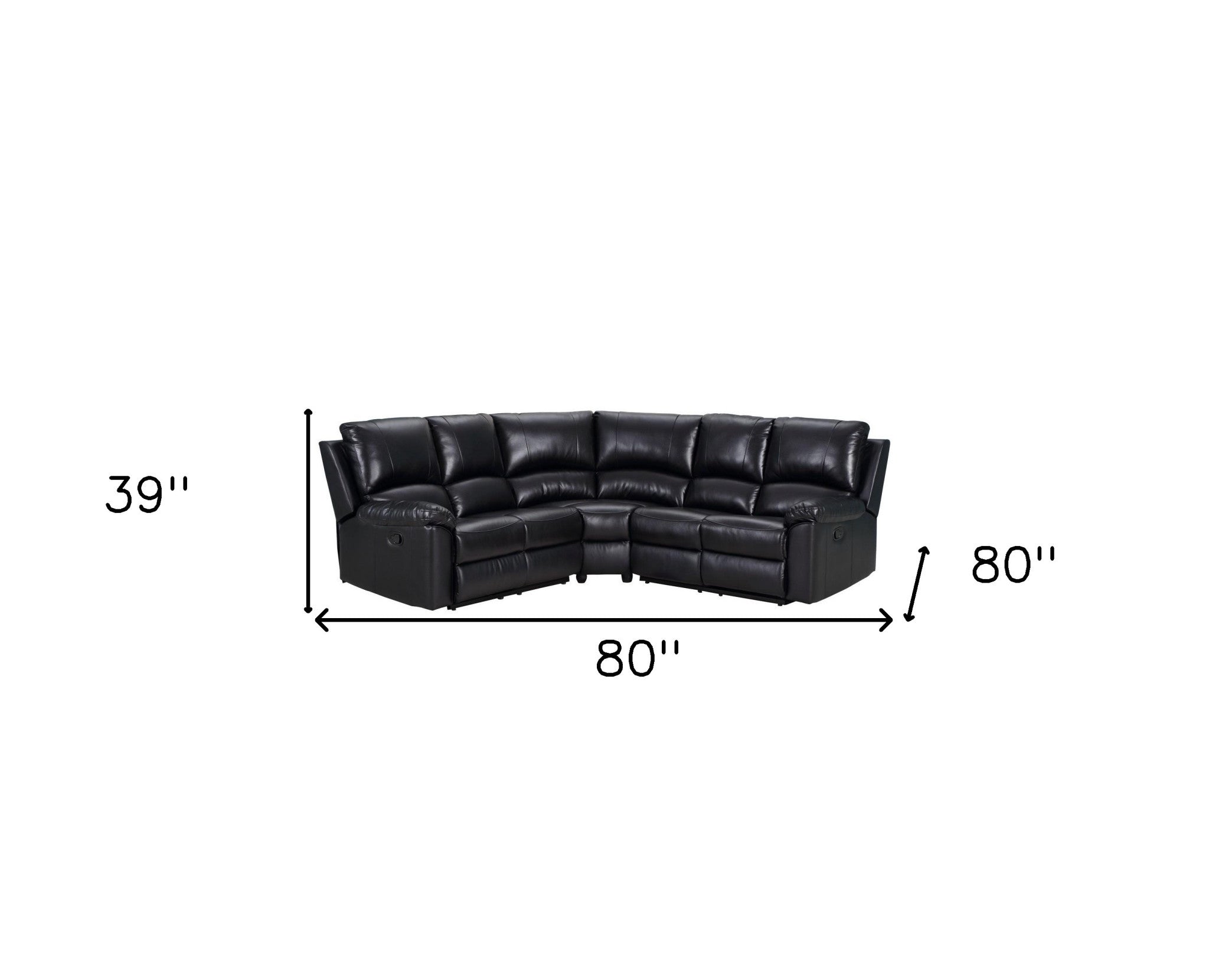 80" X 80" X 39" Black  Sectional
