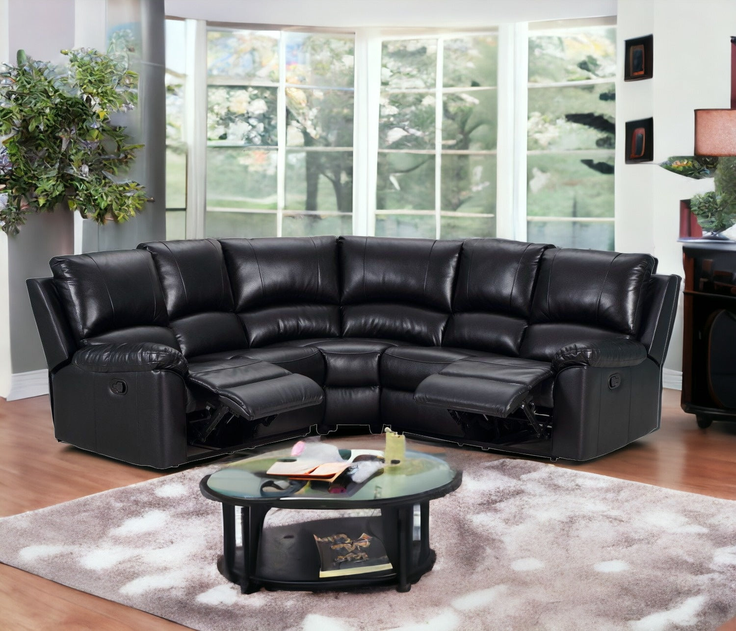 80" X 80" X 39" Black  Power Reclining Sectional