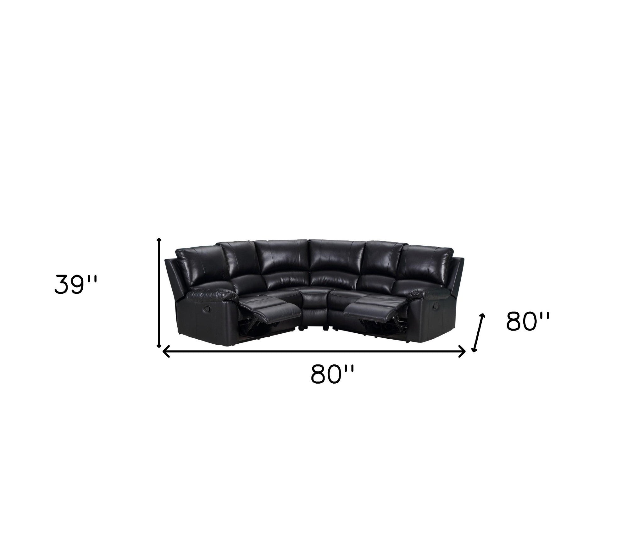 80" X 80" X 39" Black  Power Reclining Sectional