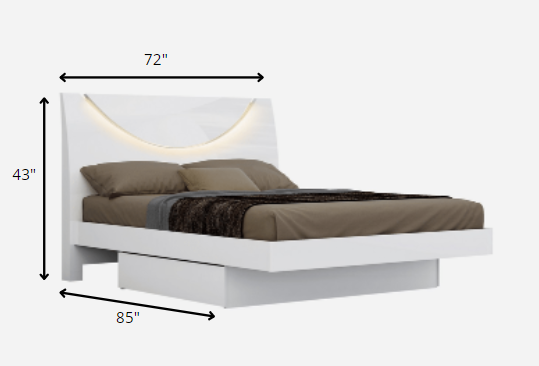 72" X 85 X 43" White  California King Bed