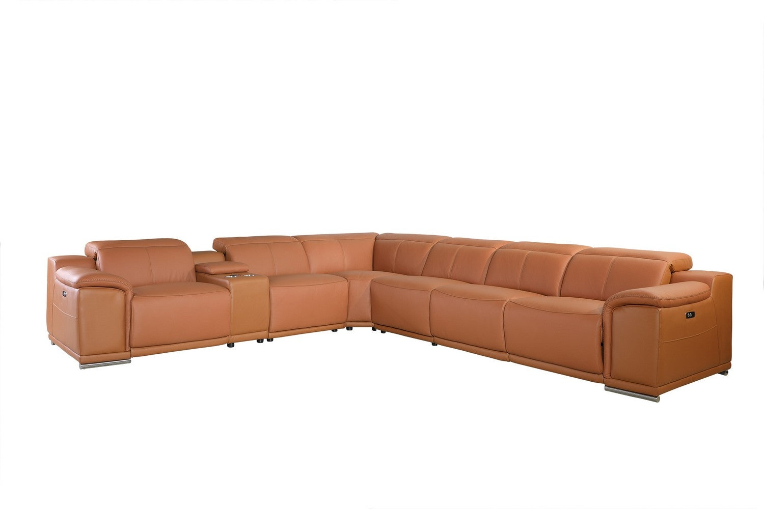 254" X 280" X 237.4" Camel Power Reclining 7Pc Sectional