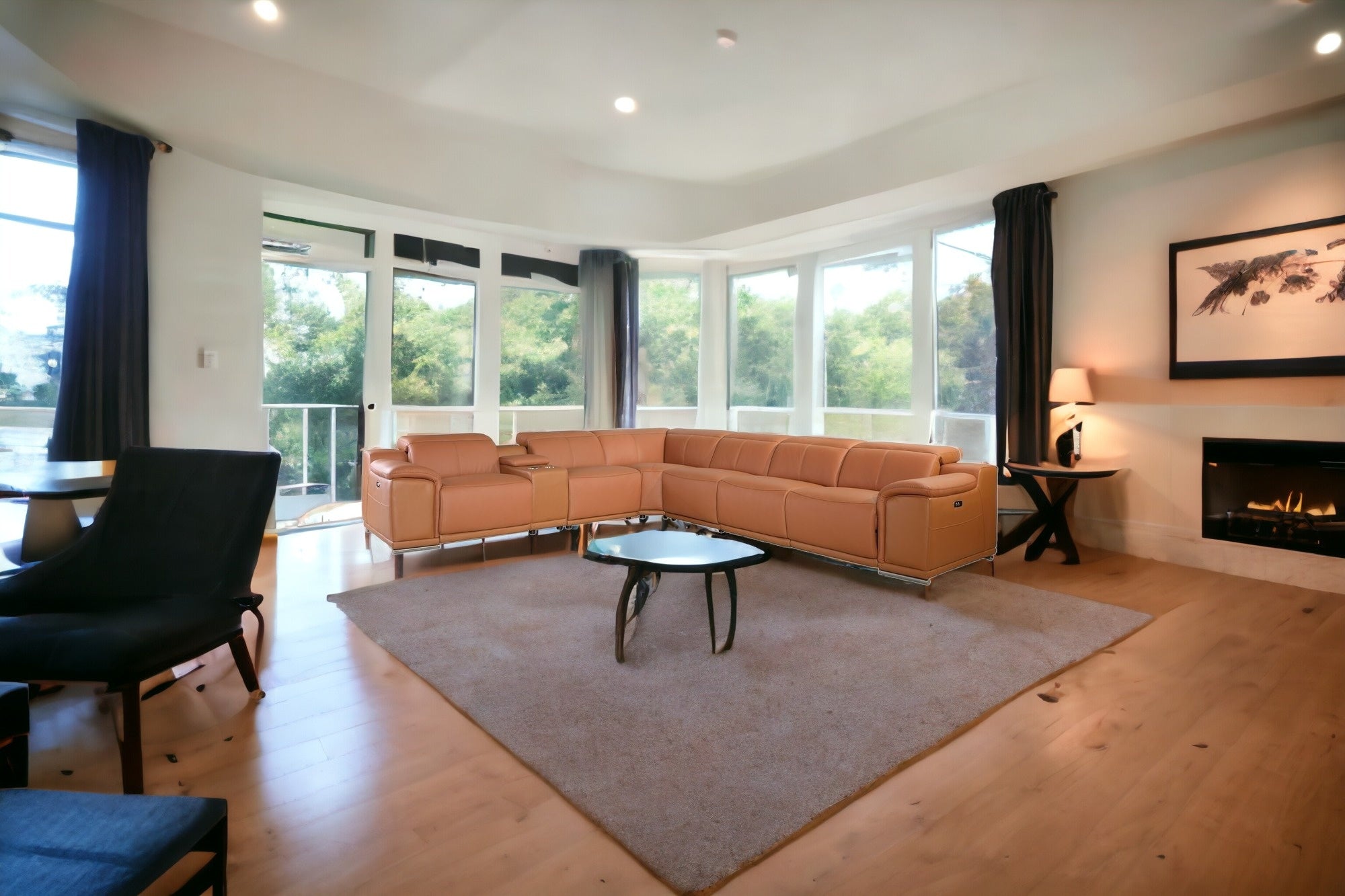 254" X 280" X 237.4" Camel Power Reclining 7Pc Sectional