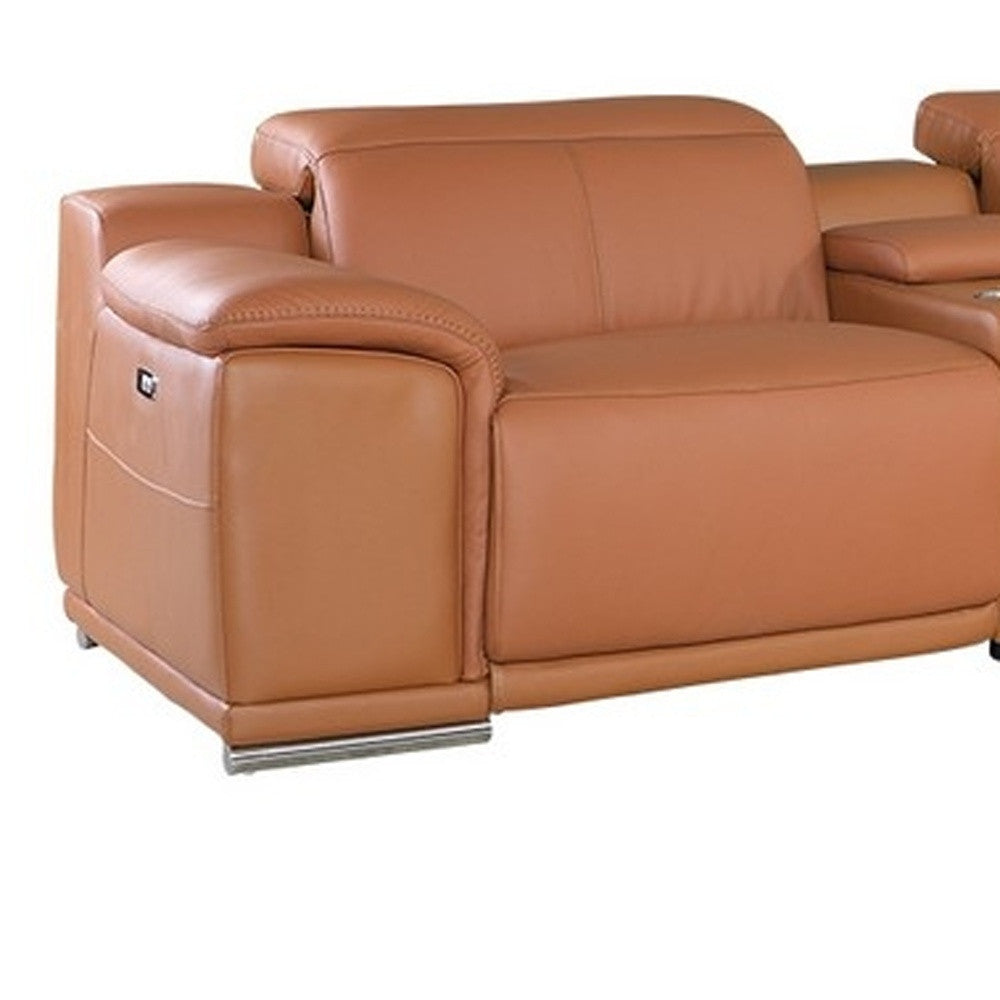 254" X 280" X 237.4" Camel Power Reclining 7Pc Sectional
