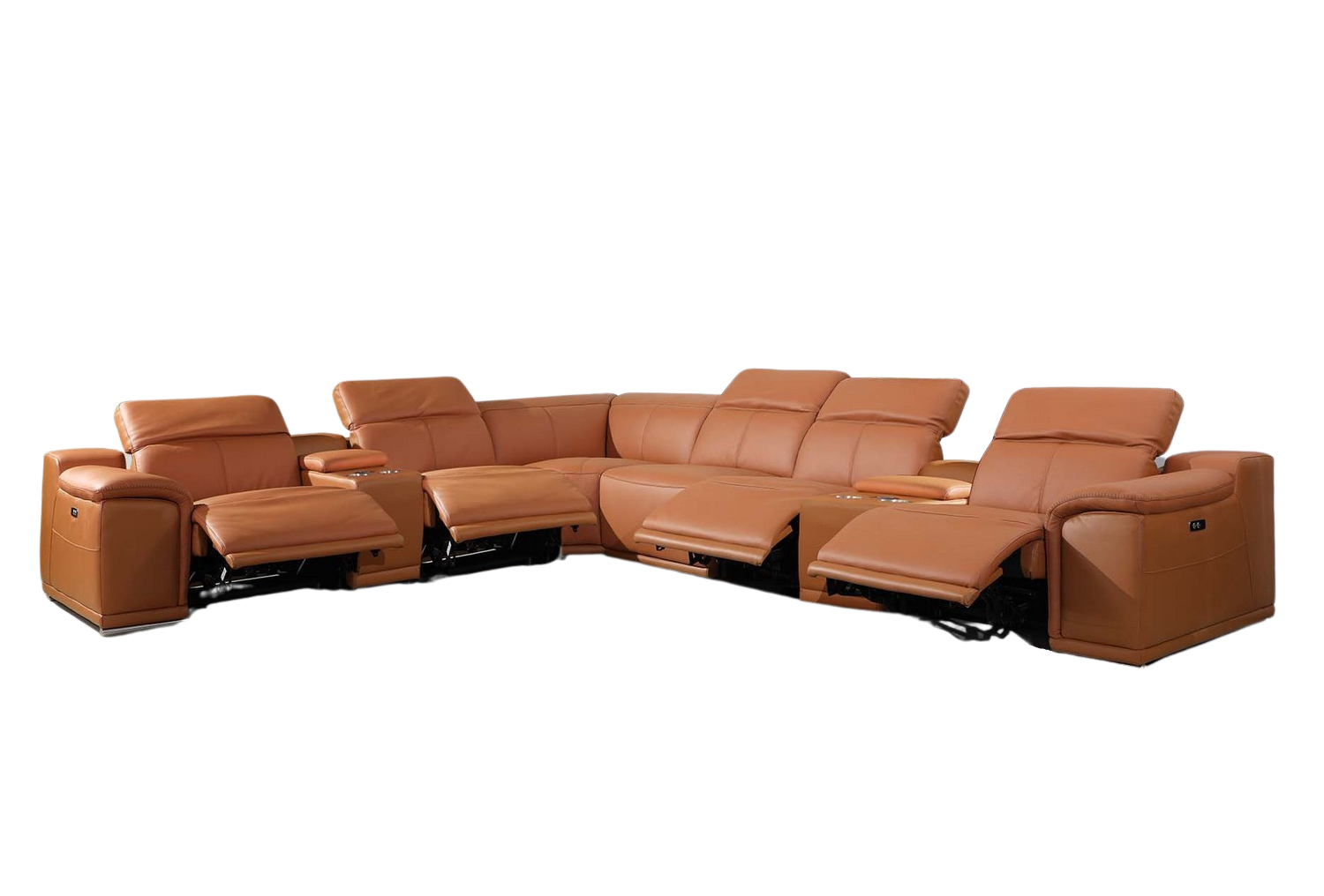 26"7" X 32"0 X 266".4 Camel Power Reclining 8Pc Sectional