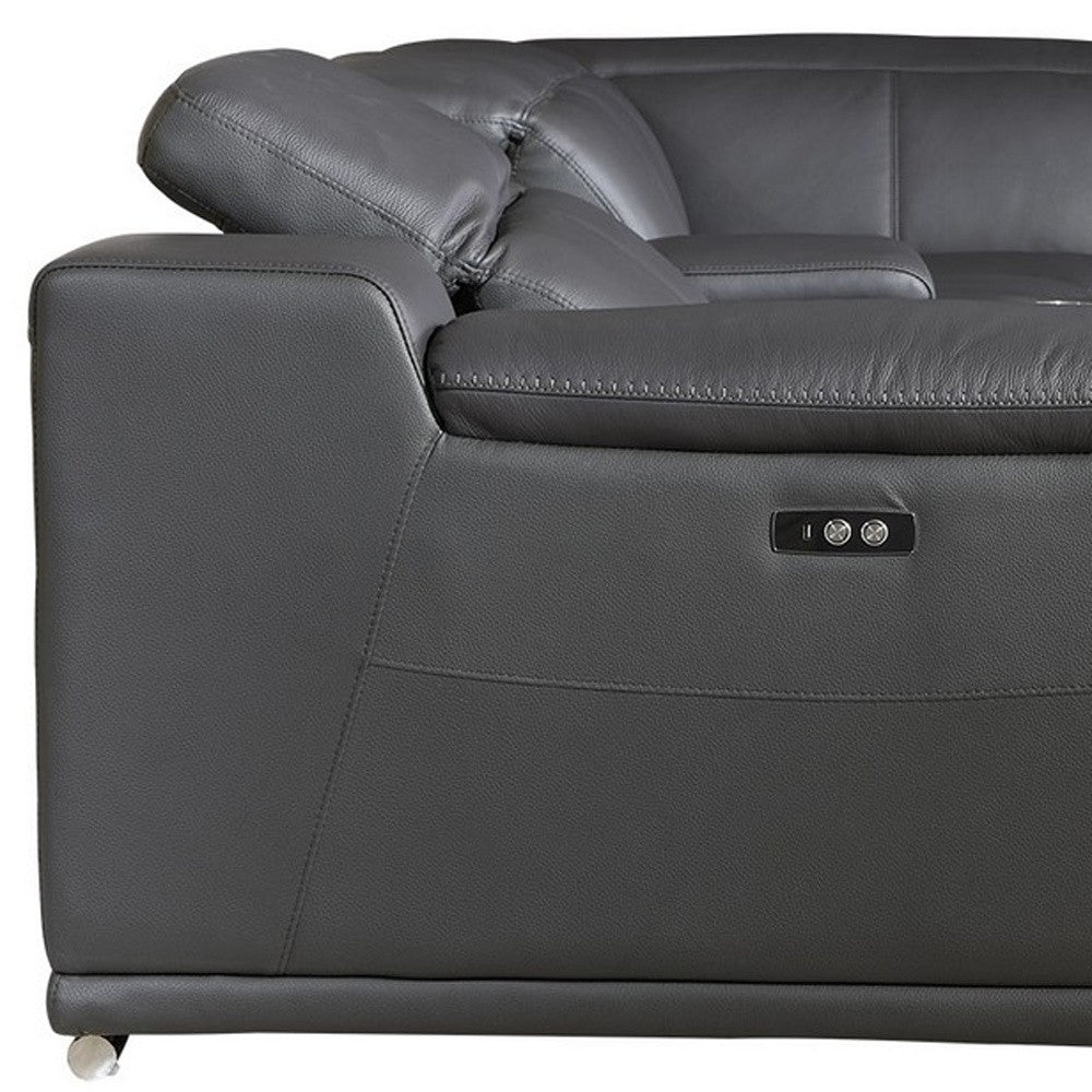 212" X 240" X 19"1.2" Dark Grey Power Reclining 6"Pc Sectional