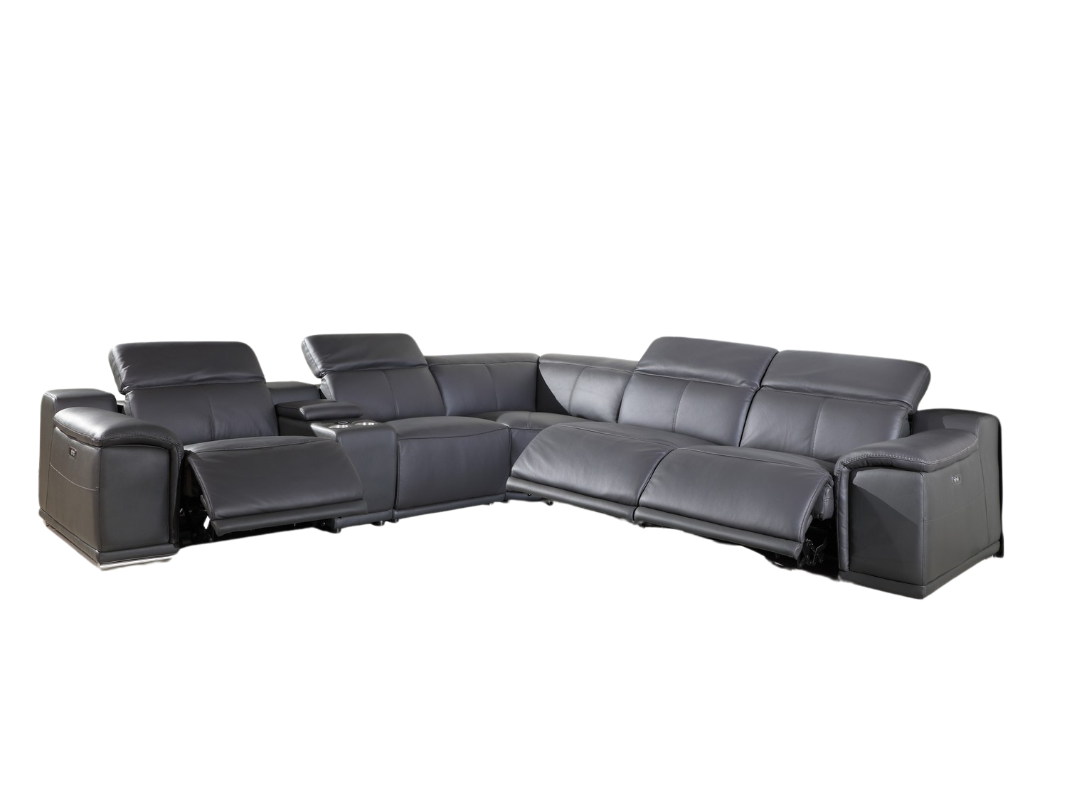 212" X 240" X 19"1.2" Dark Grey Power Reclining 6"Pc Sectional