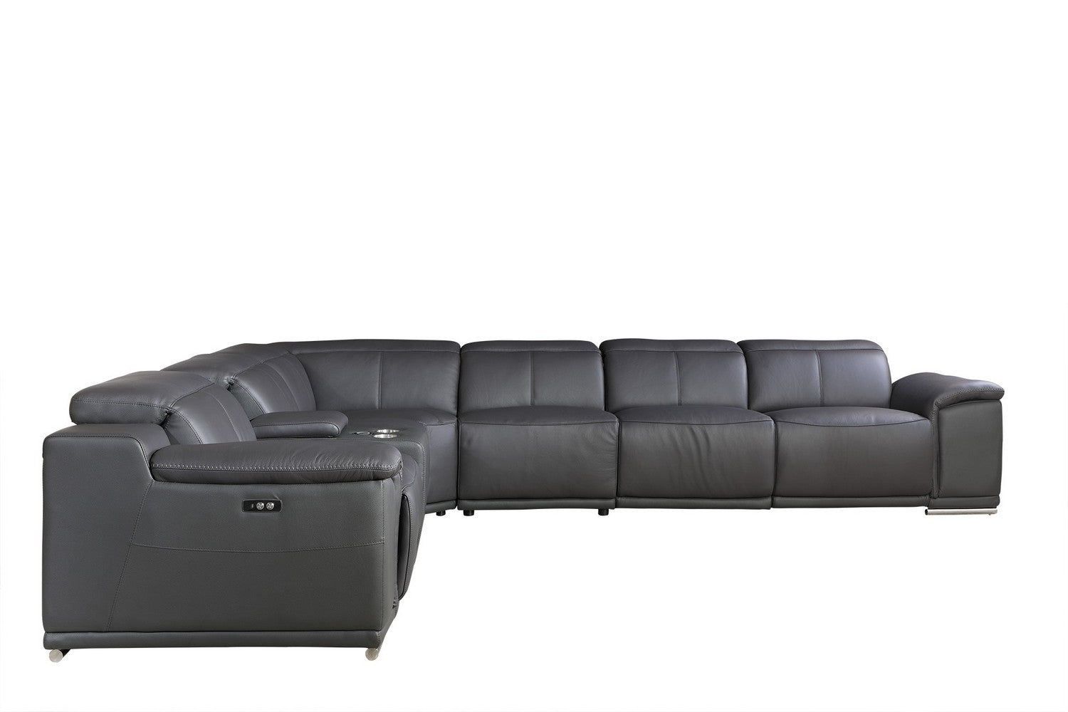 Dark Grey Power Reclining 7Pc Sectional - 254" x 280" x 237.4"