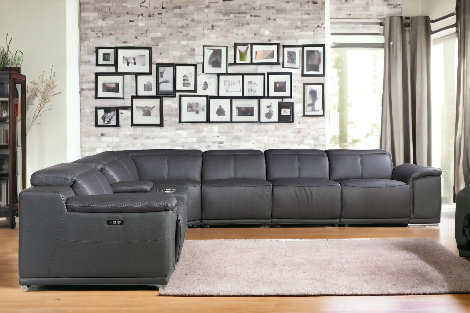 Dark Grey Power Reclining 7Pc Sectional - 254" x 280" x 237.4"