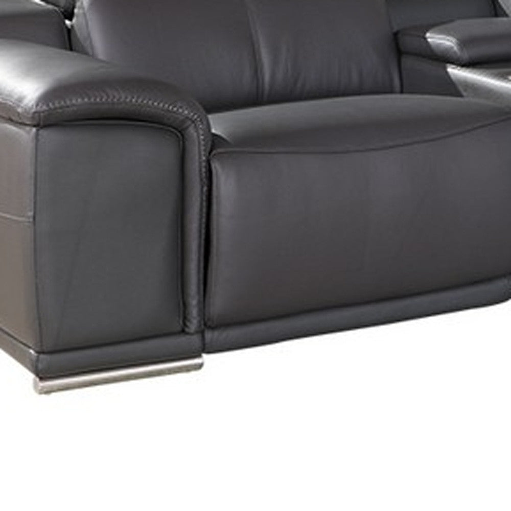 Dark Grey Power Reclining 7Pc Sectional - 254" x 280" x 237.4"