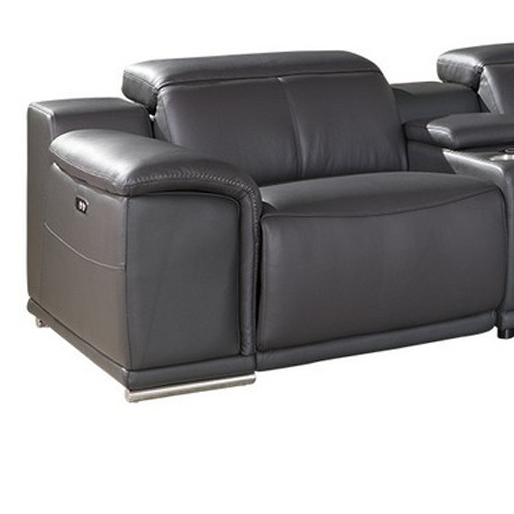 Dark Grey Power Reclining 7Pc Sectional - 254" x 280" x 237.4"