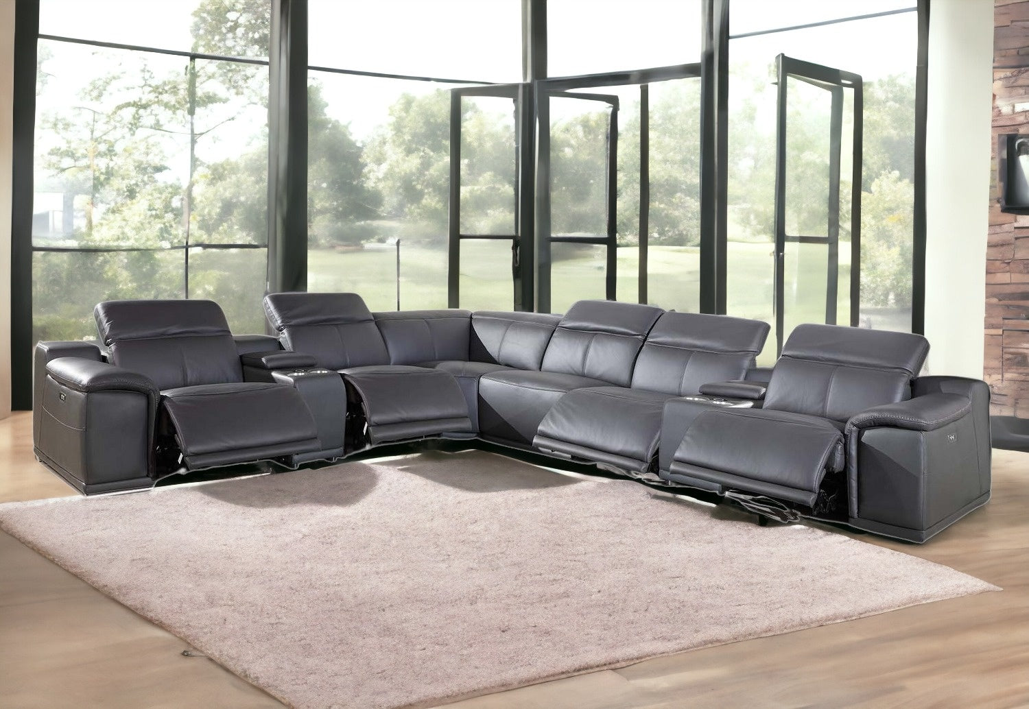 267" X 320" X 266.4" Dark Grey Power Reclining 8Pc Sectional