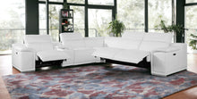 Six Piece White Genuine Leather Power Reclining Sectional Sofa