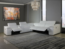 Six Piece White Genuine Leather Power Reclining Sectional Sofa