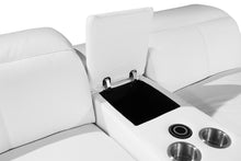 Six Piece White Genuine Leather Power Reclining Sectional Sofa