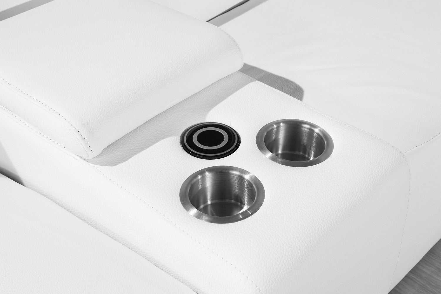 Six Piece White Genuine Leather Power Reclining Sectional Sofa