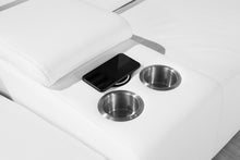 Six Piece White Genuine Leather Power Reclining Sectional Sofa