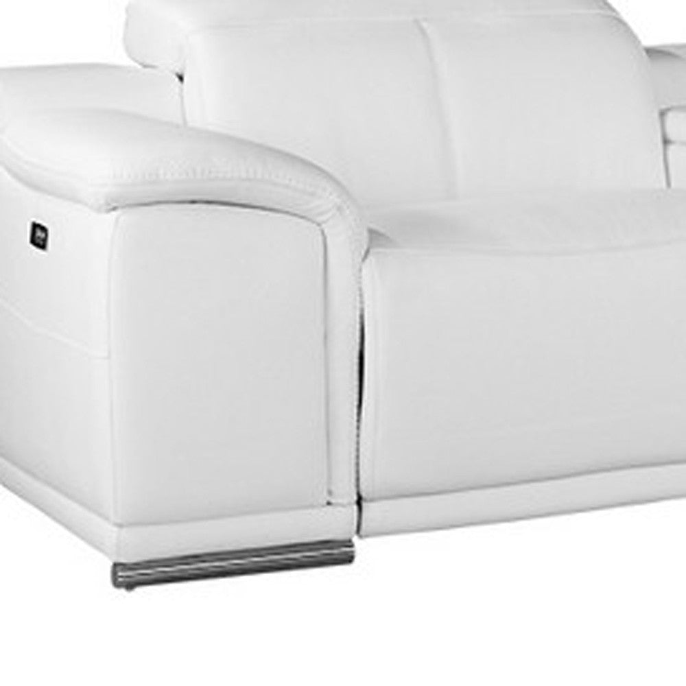 White Genuine Leather Power Reclining 7Pc Sectional With 1 Console