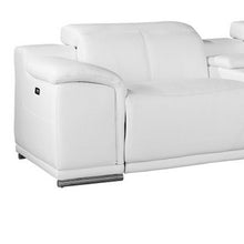 White Genuine Leather Power Reclining 7Pc Sectional With 1 Console