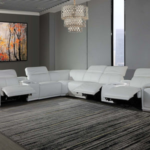 154" X 200" X 162.2" White Power Reclining 8Pc Sectional