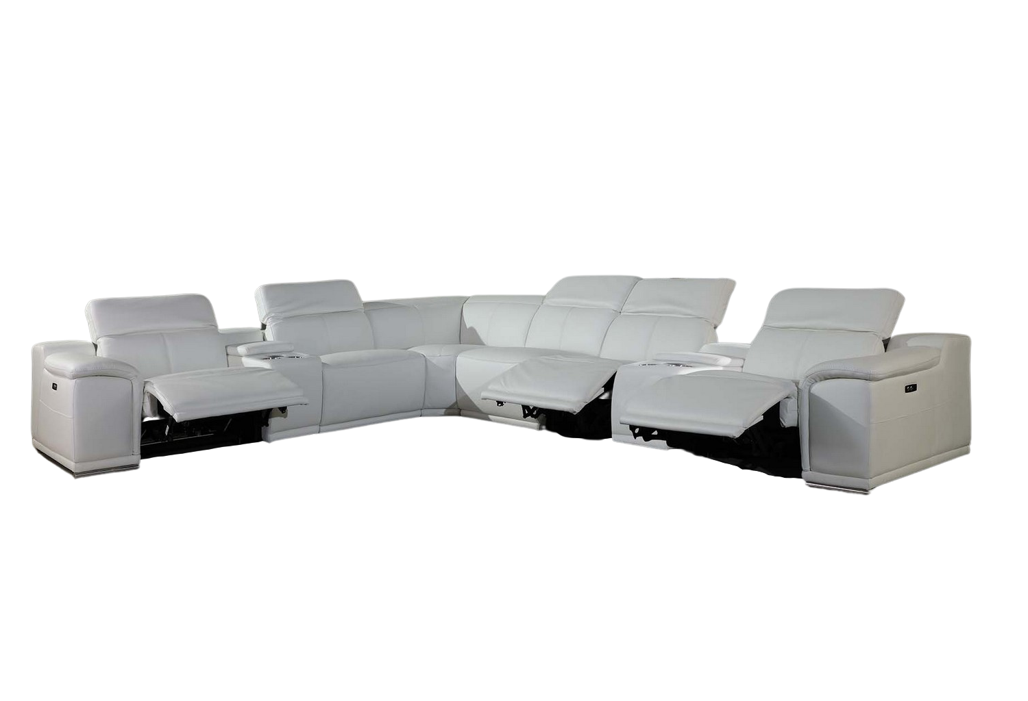 154" X 200" X 162.2" White Power Reclining 8Pc Sectional