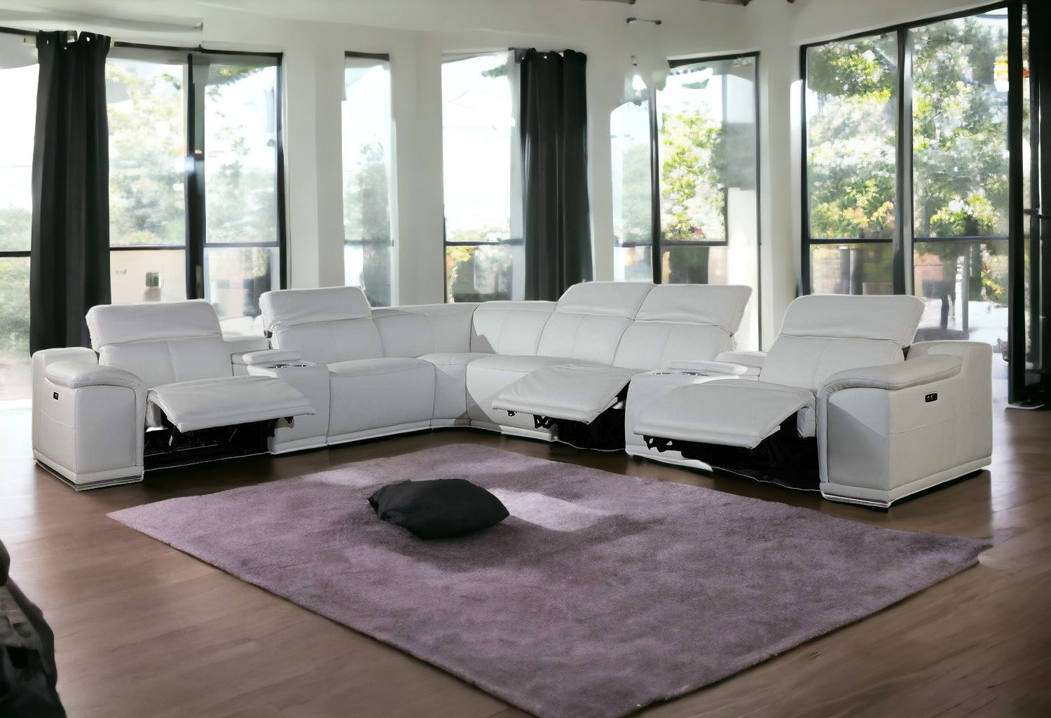 154" X 200" X 162.2" White Power Reclining 8Pc Sectional