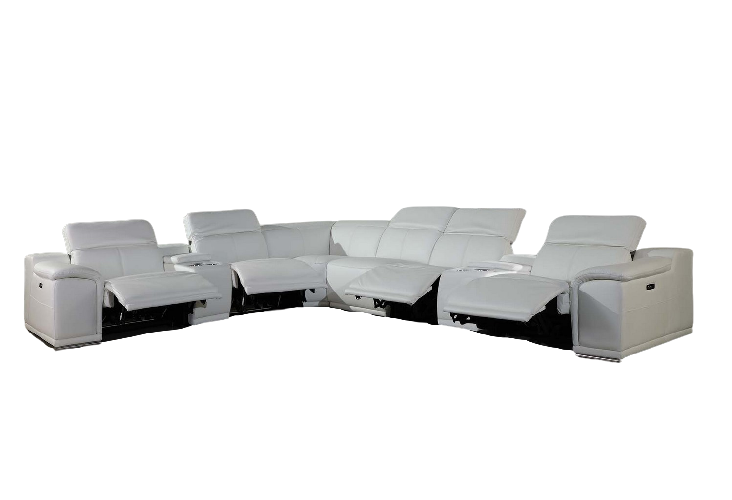 267" X 320" X 266.4" White Power Reclining 8Pc Sectional