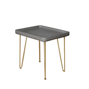 Contemporary Gray And Gold Finish Rectangle End Table 18"H