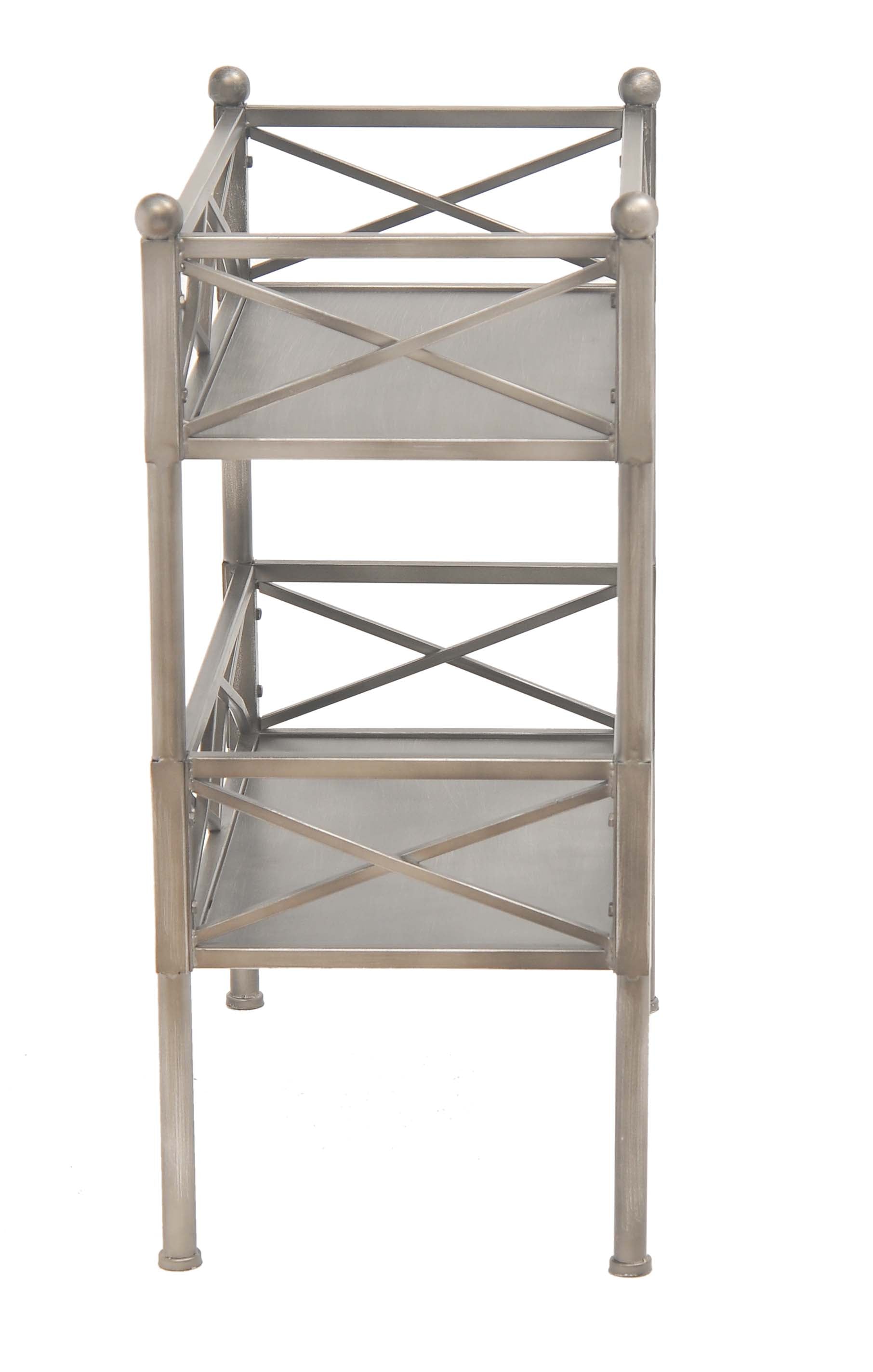 Stylish Brushed Silver 2 Shelf Serving Cart Or Bookcase