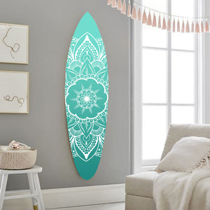 Wood Blue Serenity Surfboard Wall Art - 18" x 1" x 76"