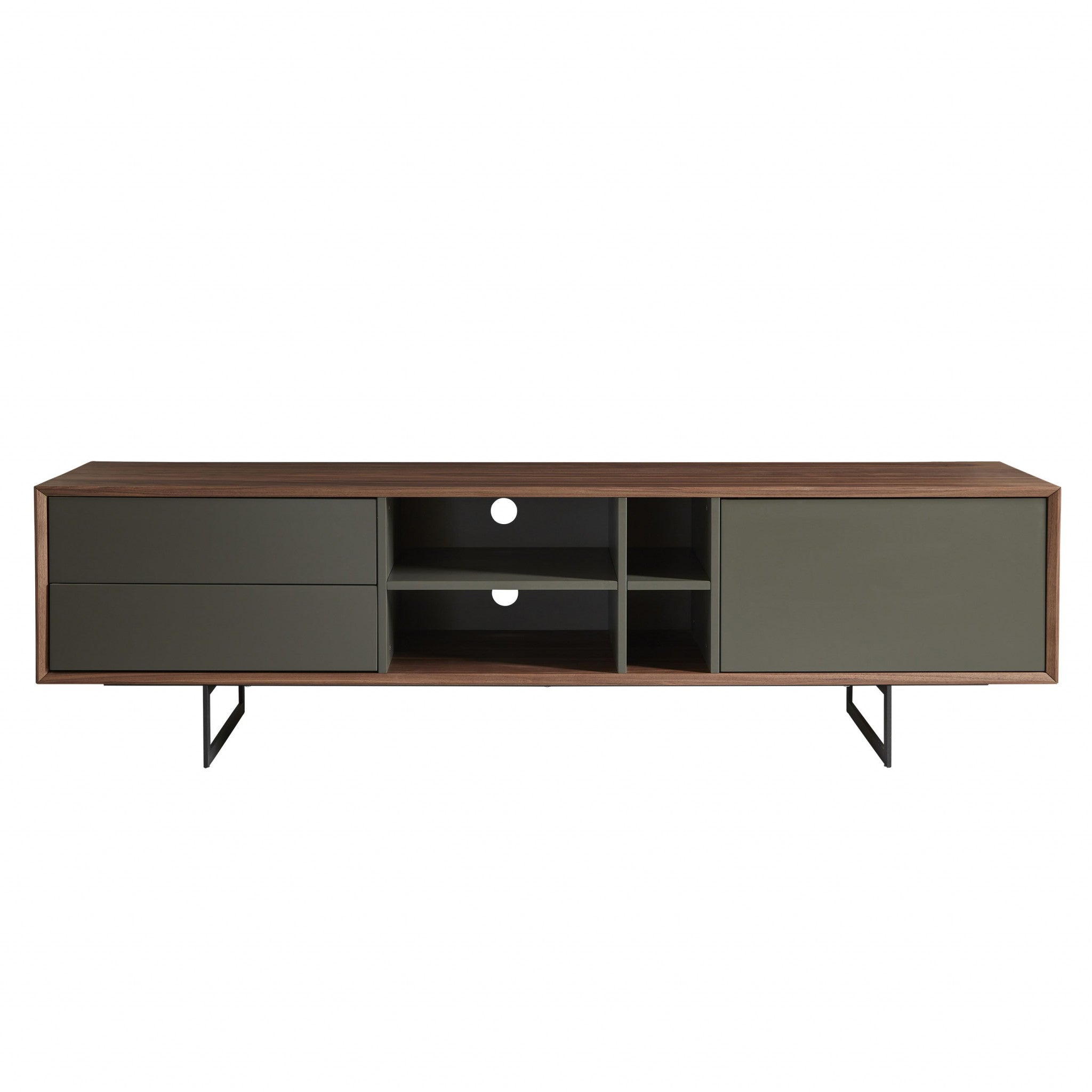 71" Media Tv Stand In Walnut And Dark Gray
