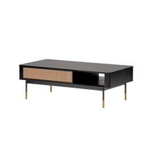 Modern Black And Wicker Coffee Table With Storage