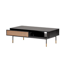 Modern Black And Wicker Coffee Table With Storage